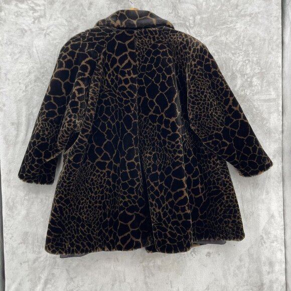Vintage 90s Express Faux Fur Animal Print Coat Jacket Luxe USA Made - Picture 8 of 13